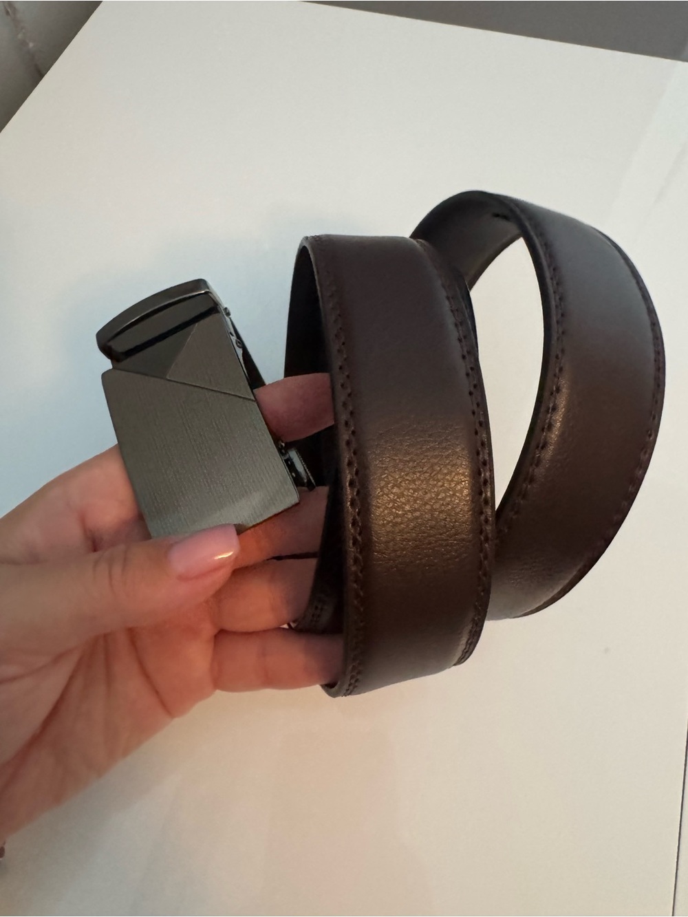 NEW Brown Ratchet Belt for Men – Adjustable Leather Belt 52 in / 132 cm